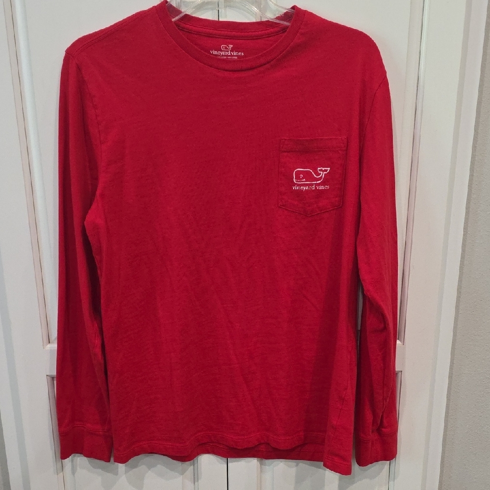Vineyard Vines Men's Bright Red Long Sleeve Tee